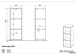 Aktenregal ISORNO 45 x 120 cm Graphitgrau/ Eiche