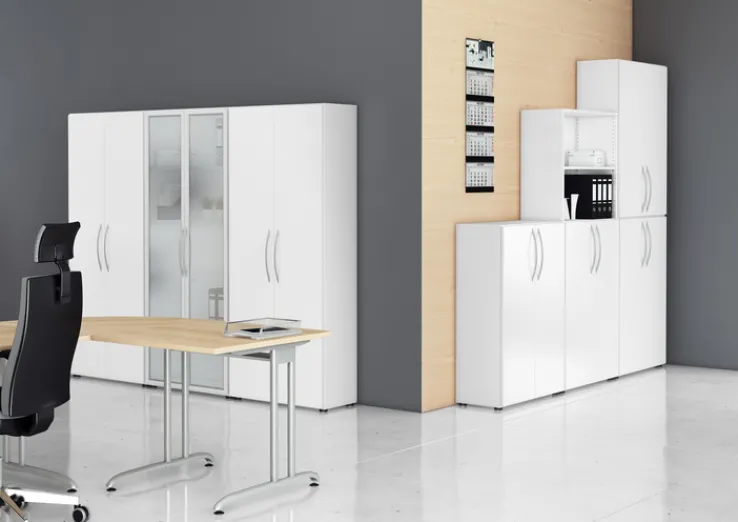 Aktenschrank 80 x 188 cm Graphit/ Weiß