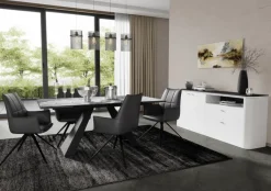 Armlehnenstuhl BERGAMO schwarz Leder