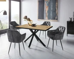 Armlehnstuhl TINA I 2er Set vintage velvet anthrazit