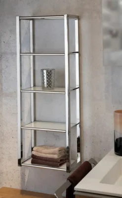 Bad Hängeregal Linda Edelstahl / Weiß ca. 30 x 82 x 17 cm