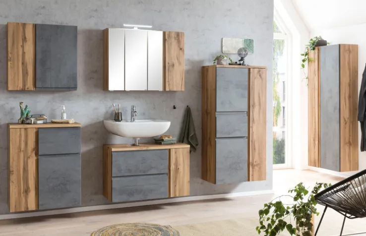 Bad-Hängeschrank GENT hellgrau/braun 65cm