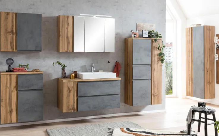 Bad-Hängeschrank GENT hellgrau/braun 65cm