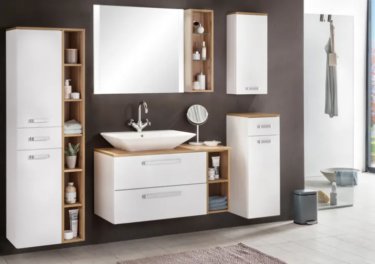 Bad-Hochschrank ALINA braun/weiß