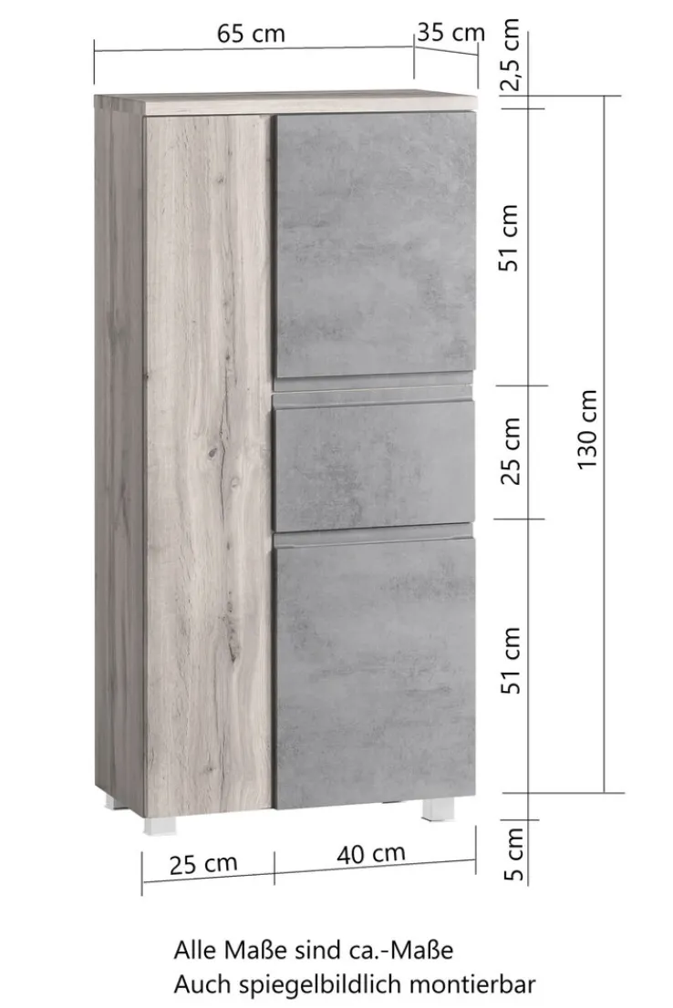 Bad-Midischrank GENT weiß/braun 65cm