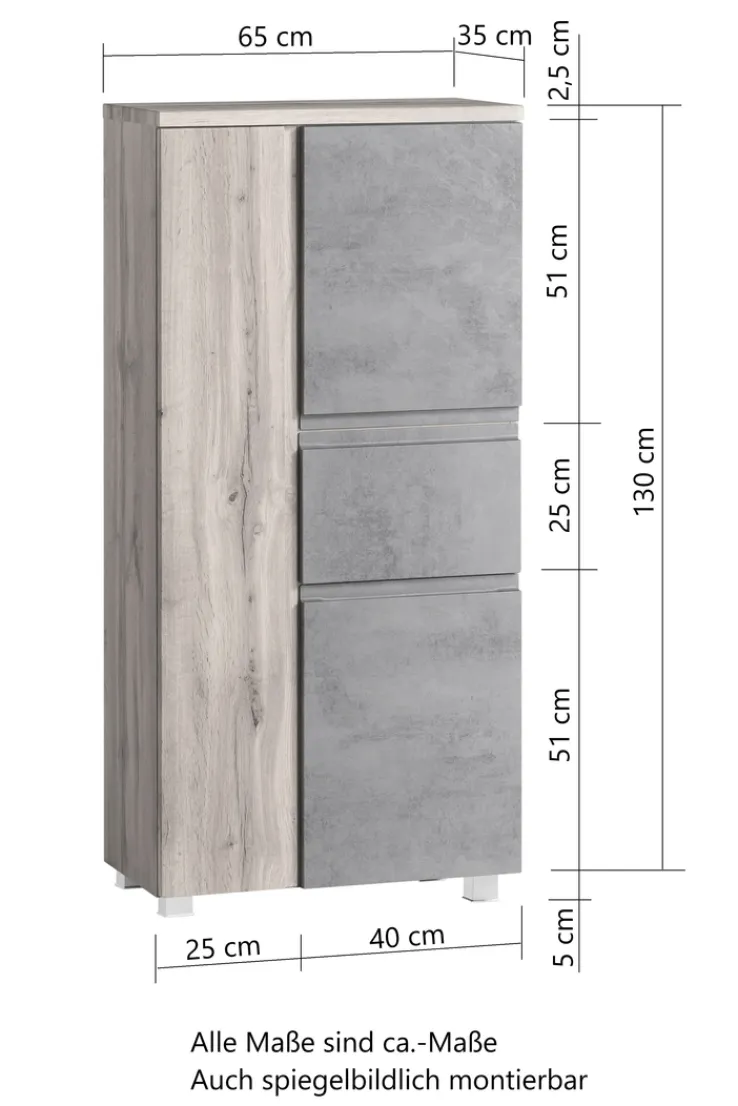 Bad-Midischrank GENT weiß/braun 65cm