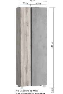 Bad-Seitenschrank GENT weiß/braun 65cm 2-türig