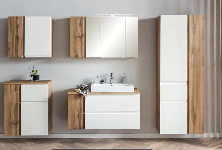 Bad-Seitenschrank GENT weiß/braun 65cm