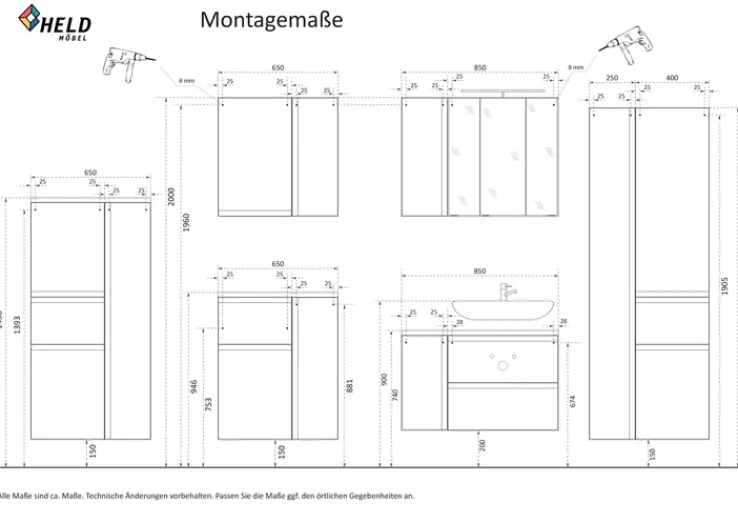 Bad-Seitenschrank GENT weiß/braun 65cm