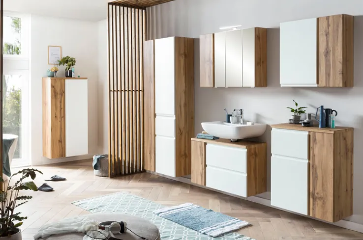 Bad-Seitenschrank GENT weiß/braun 65cm