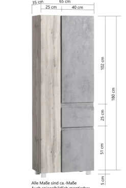 Bad-Seitenschrank GENT weiß/braun 65cm