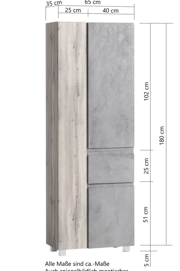 Bad-Seitenschrank GENT weiß/braun 65cm