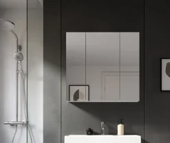 Bad-Spiegelschrank VIRA Weiß Hochglanz 3-türig ca. 82 × 77 × 18 cm