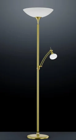 BANKAMP LED Deckenfluter mit Leselampe OPERA messingfarbig