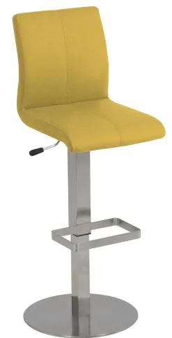 Barhocker AMATI 2er Set Edelstahl /Lederlook gelb