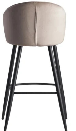 Barhocker mit Rückenlehne schwarz/ beige Samt