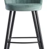 Barhocker mit Rückenlehne schwarz/ grün Samt