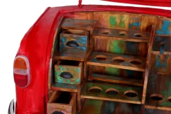 Barschrank 168 x 80 cm Metall-Rahmen rot Altholz Regale bunt