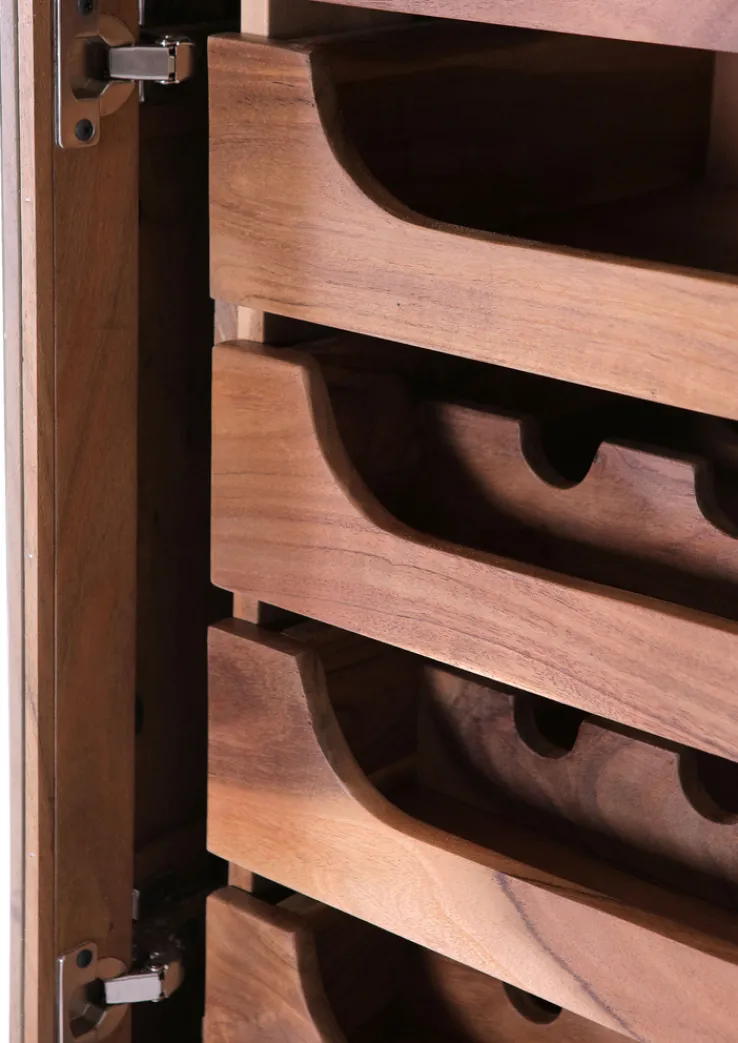 Barschrank PURO 67 x 150 x 42 cm Akazie Massivholz/anthrazit