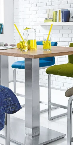 Barstuhl AMATI 2er Set Lederlook cyanblau