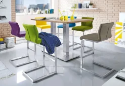 Barstuhl AMATI 2er Set Lederlook cyanblau