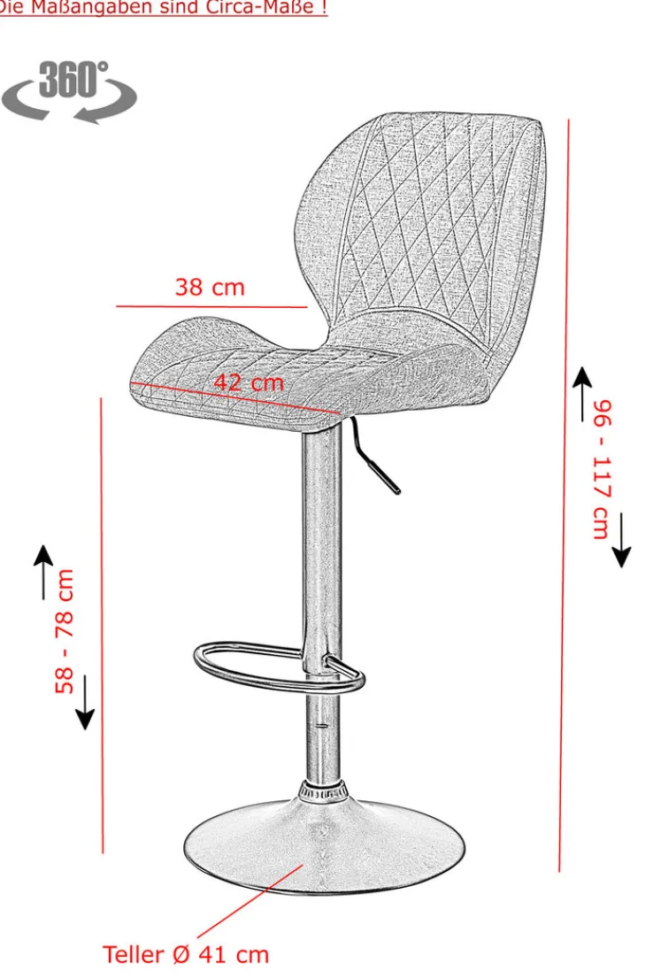 QUARTIER Barstuhl LAILA 2er Set anthazit