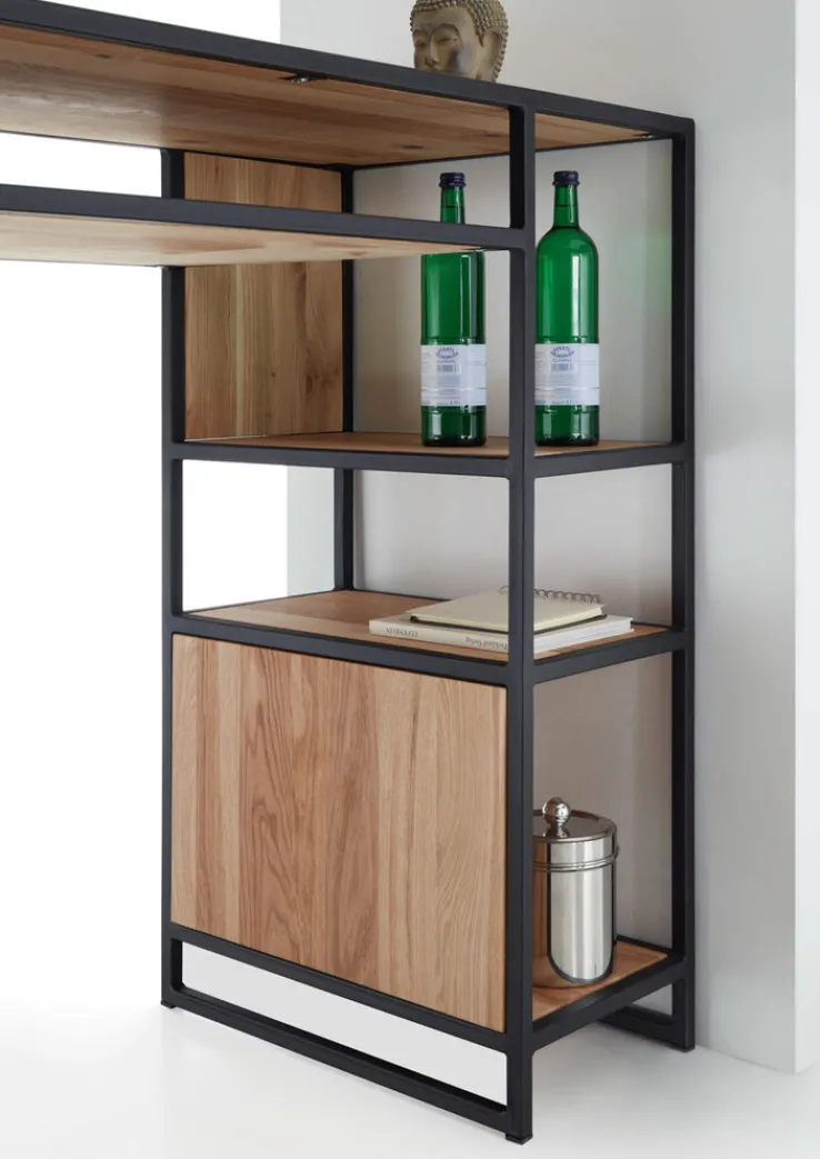 QUARTIER Bartisch LOGAN Massiv Eiche braun /schwarz