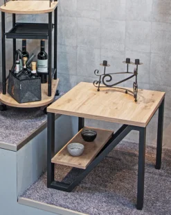 Beistelltisch 55 x 55 cm braun/schwarz