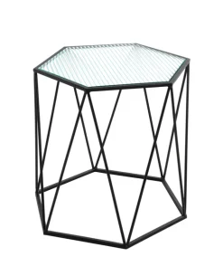 Beistelltisch 46 x 46 cm Dekorglas/schwarz