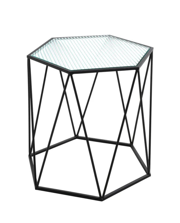 Beistelltisch 46 x 46 cm Dekorglas/schwarz