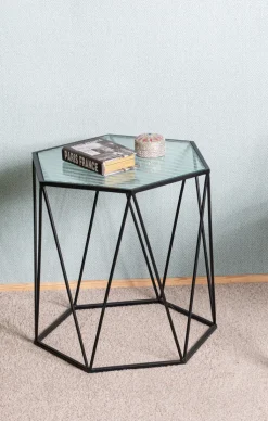 Beistelltisch 46 x 46 cm Dekorglas/schwarz