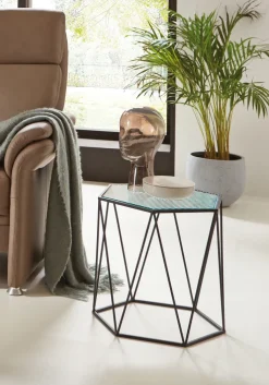 Beistelltisch 46 x 46 cm Dekorglas/schwarz