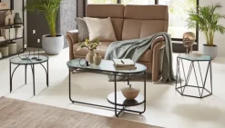 Beistelltisch 46 x 46 cm Dekorglas/schwarz