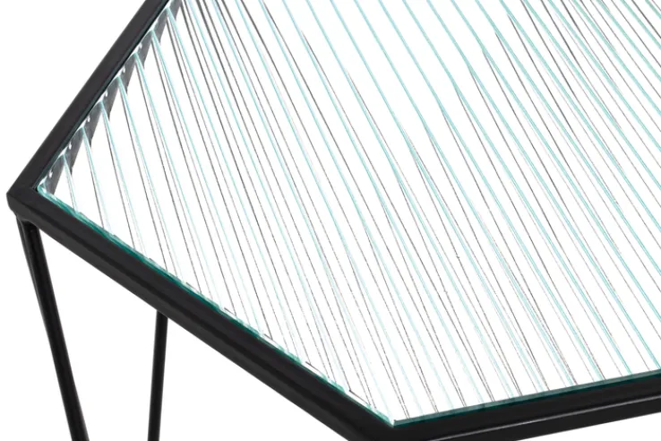 Beistelltisch 46 x 46 cm Dekorglas/schwarz