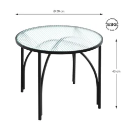Beistelltisch 50 x 50 cm Dekorglas/schwarz