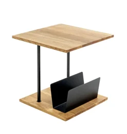 Beistelltisch 45 x 45 cm Eiche massiv braun/schwarz