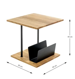 Beistelltisch 45 x 45 cm Eiche massiv braun/schwarz