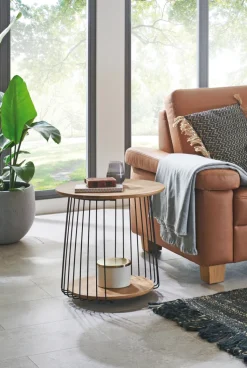 Beistelltisch 50 x 50 cm Eiche massiv/schwarz