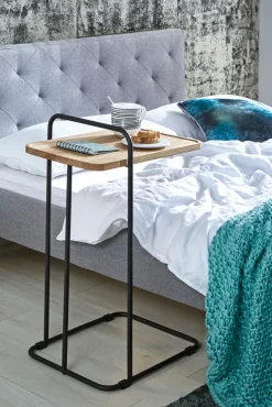 Beistelltisch 35 x 49 cm Eiche massiv/schwarz