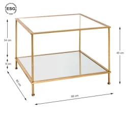 Beistelltisch 60 x 60 cm Glas/goldfarbig