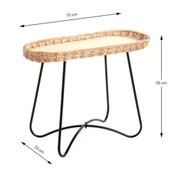 Beistelltisch 70 x 33 cm natur/schwarz