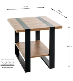 Beistelltisch 45 x 45 cm Schwarz/ Eiche dunkel