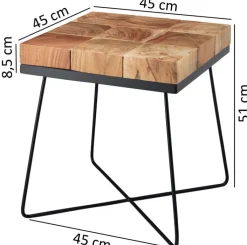 Beistelltisch 45 x 45 cm schwarz/ Akazie