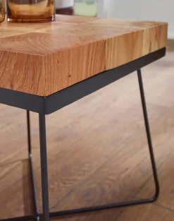 Beistelltisch 45 x 45 cm schwarz/ Akazie