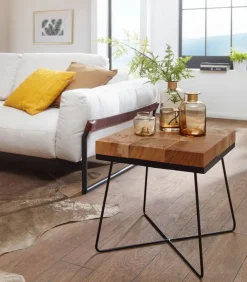 Beistelltisch 45 x 45 cm schwarz/ Akazie