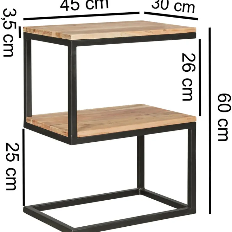 Beistelltisch 30 x 45 cm schwarz/ Akazie