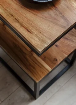 Beistelltisch 45 x 30 cm schwarz/ braun