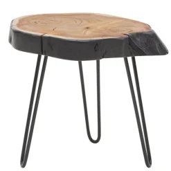 Beistelltisch 32 x 40 cm Schwarz/ Akazie massiv