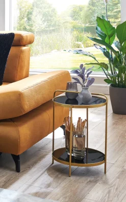 Beistelltisch 38 x 38 cm schwarz/goldfarbig