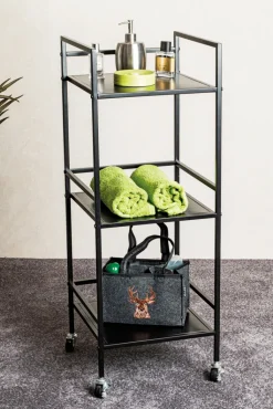 Beistelltisch auf Rollen 35 x 92 cm schwarz